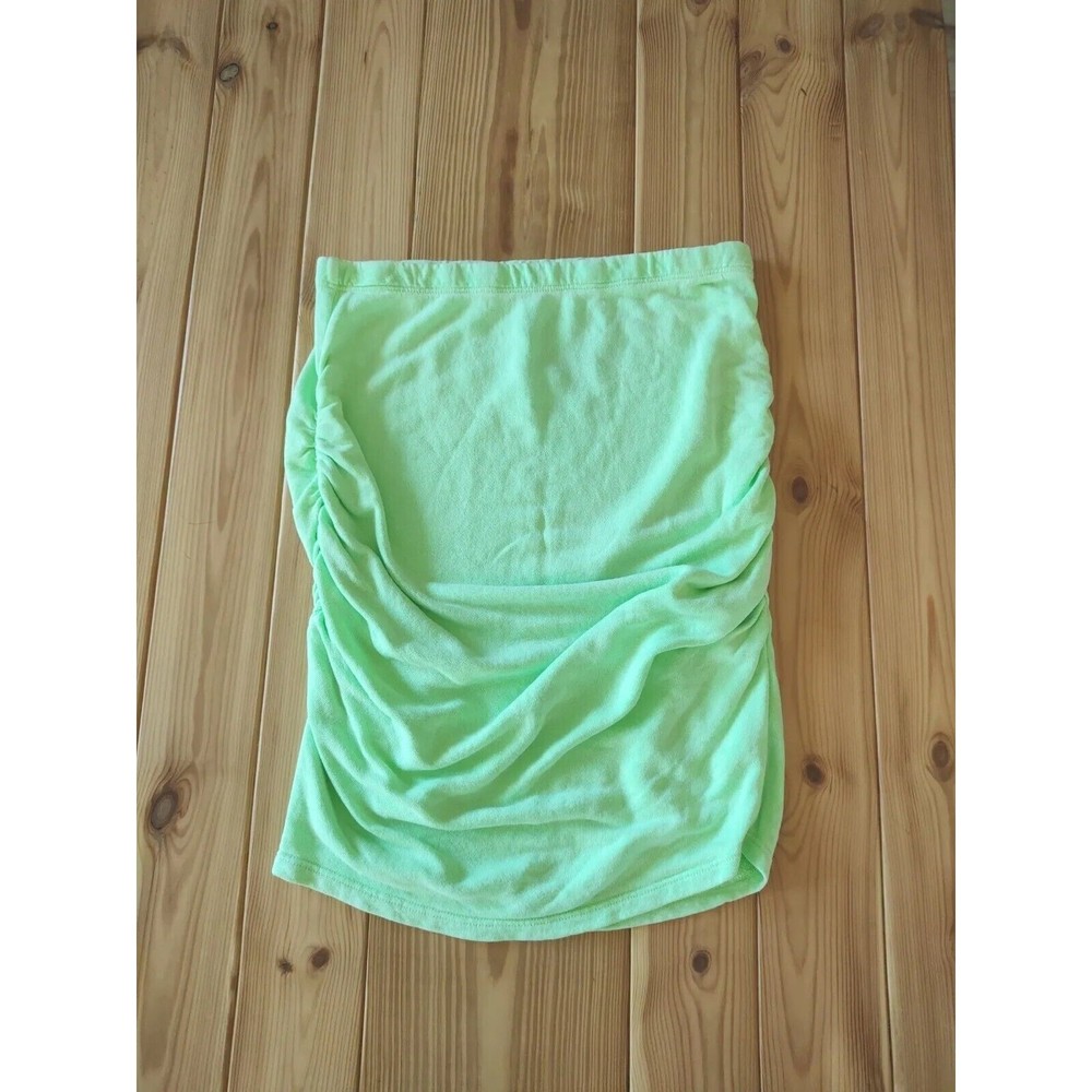 SUNDRY Pop Lime Ruched French Terry Skirt Size 2 Medium M Neon Bright Color